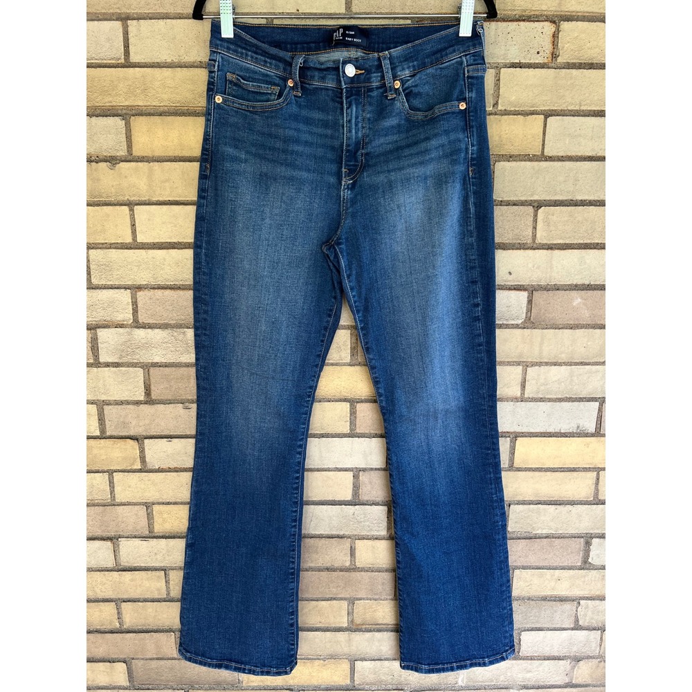 Gap Denim Baby Boot Mid Rise Bootcut Jeans Medium Wash Size 10 30R Stretch